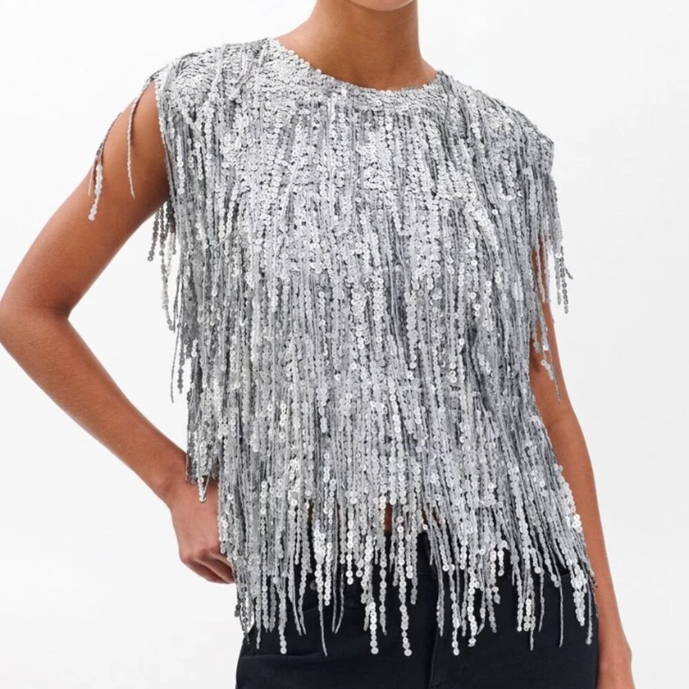 NWT Rag & Bone Silver Sequins Top, Size S (orig $438)
